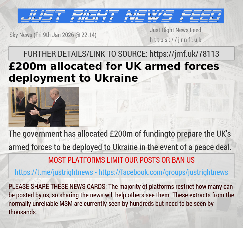 &pound;200m allocated for UK armed forces deployment to Ukraine