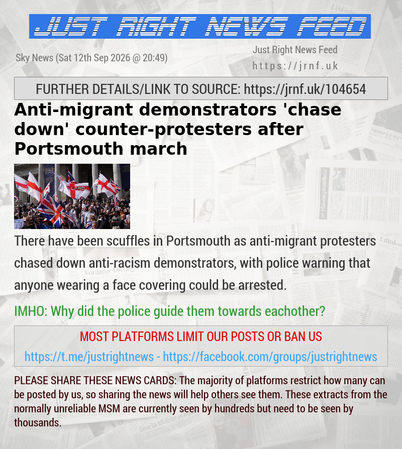 Anti—migrant demonstrators ’chase down’ counter—protesters after Portsmouth march