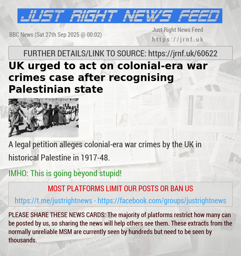 UK urged to act on colonial—era war crimes case after recognising Palestinian state