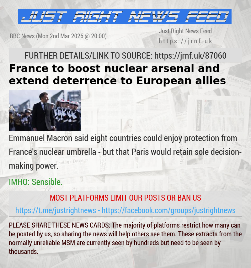 France to boost nuclear arsenal and extend deterrence to European allies