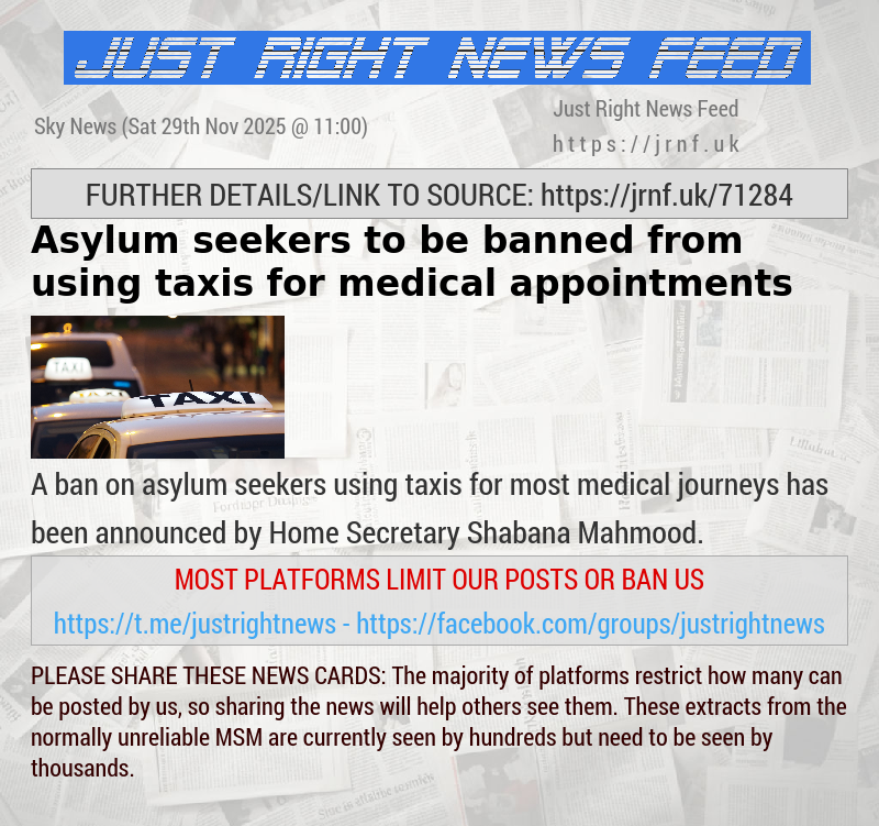 Asylum seekers to be banned from using taxis for medical appointments