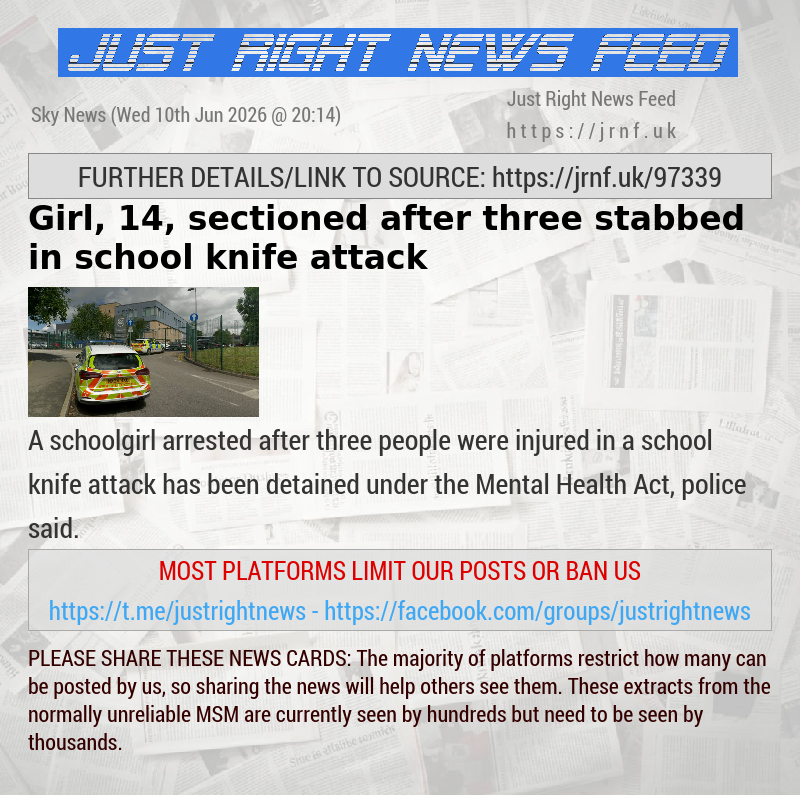 Girl, 14, sectioned after three stabbed in school knife attack