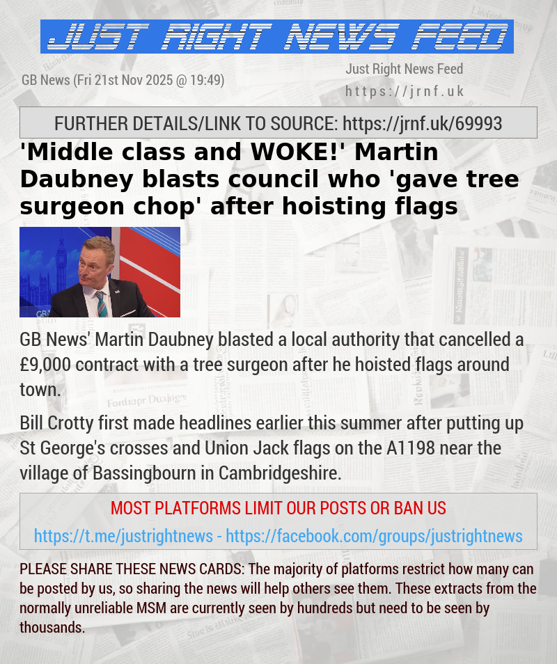 ’Middle—class and WOKE!’ Martin Daubney blasts council who ’gave tree surgeon chop’ after hoisting flags