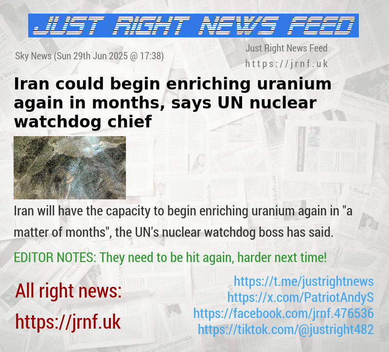 Iran could begin enriching uranium again in months, says UN nuclear watchdog chief