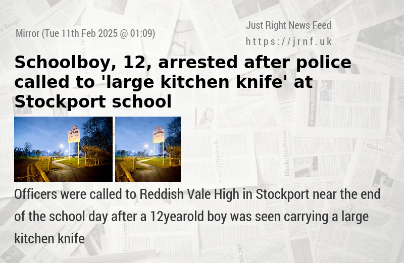 Schoolboy, 12, arrested after police called to ’large kitchen knife’ at Stockport school