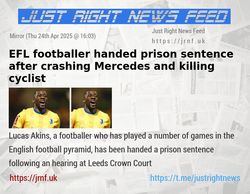 EFL footballer handed prison sentence after crashing Mercedes and killing cyclist