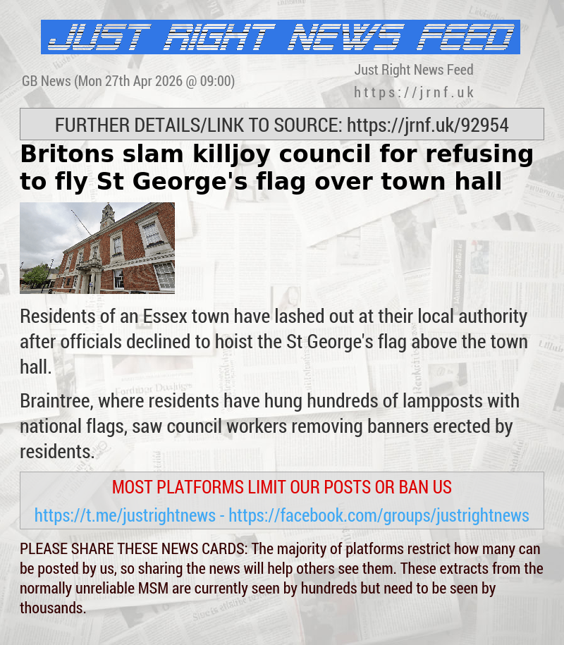 Britons slam killjoy council for refusing to fly St George’s flag over town hall