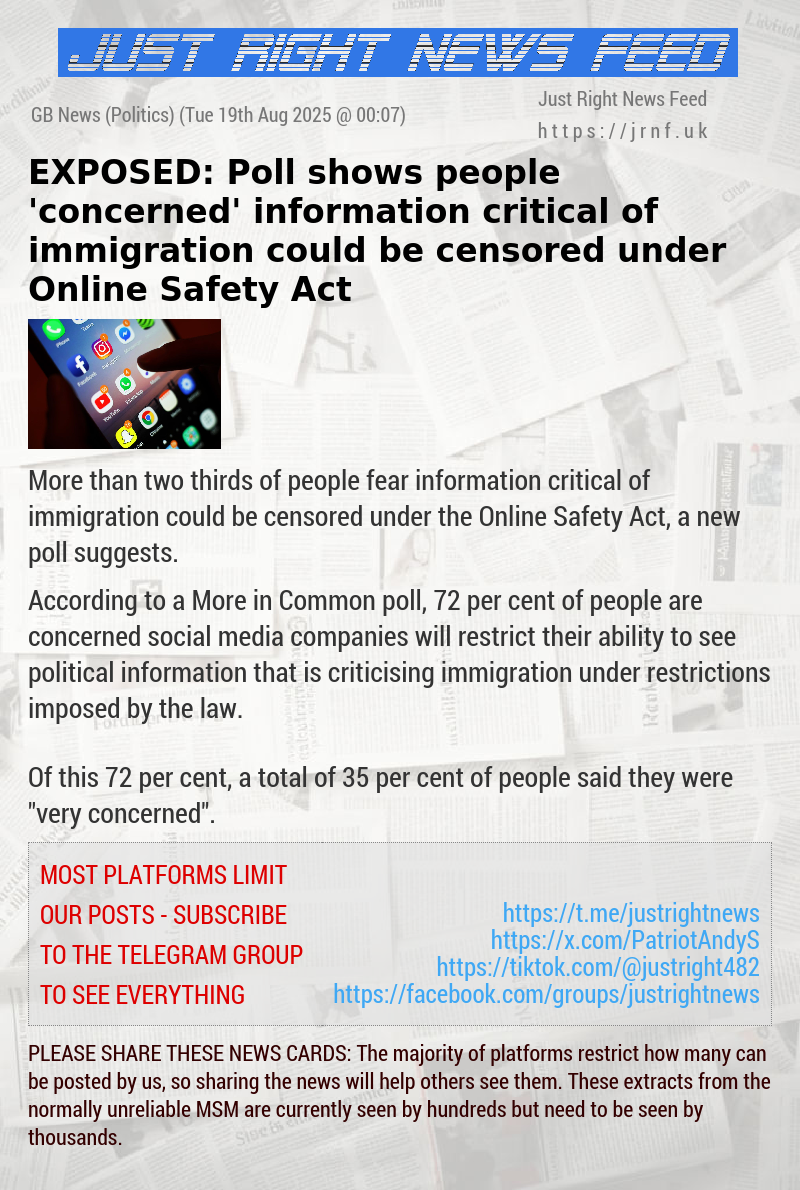 EXPOSED: Poll shows people ’concerned’ information critical of immigration could be censored under Online Safety Act