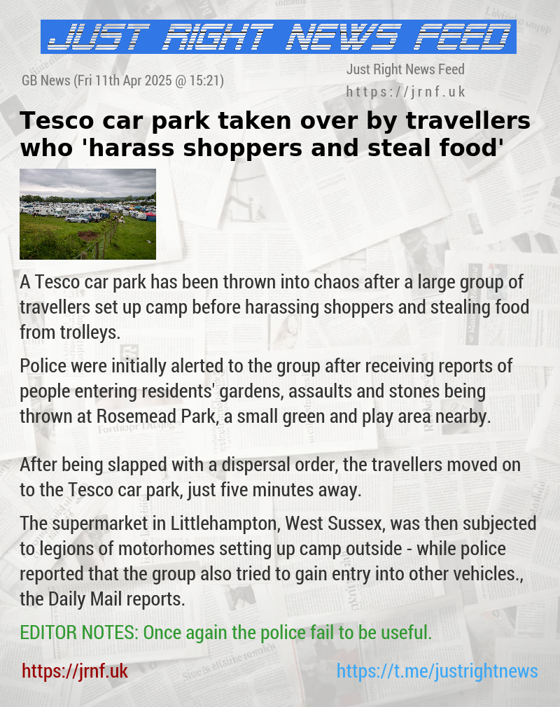 Tesco car park taken over by travellers who ’harass shoppers and steal food’