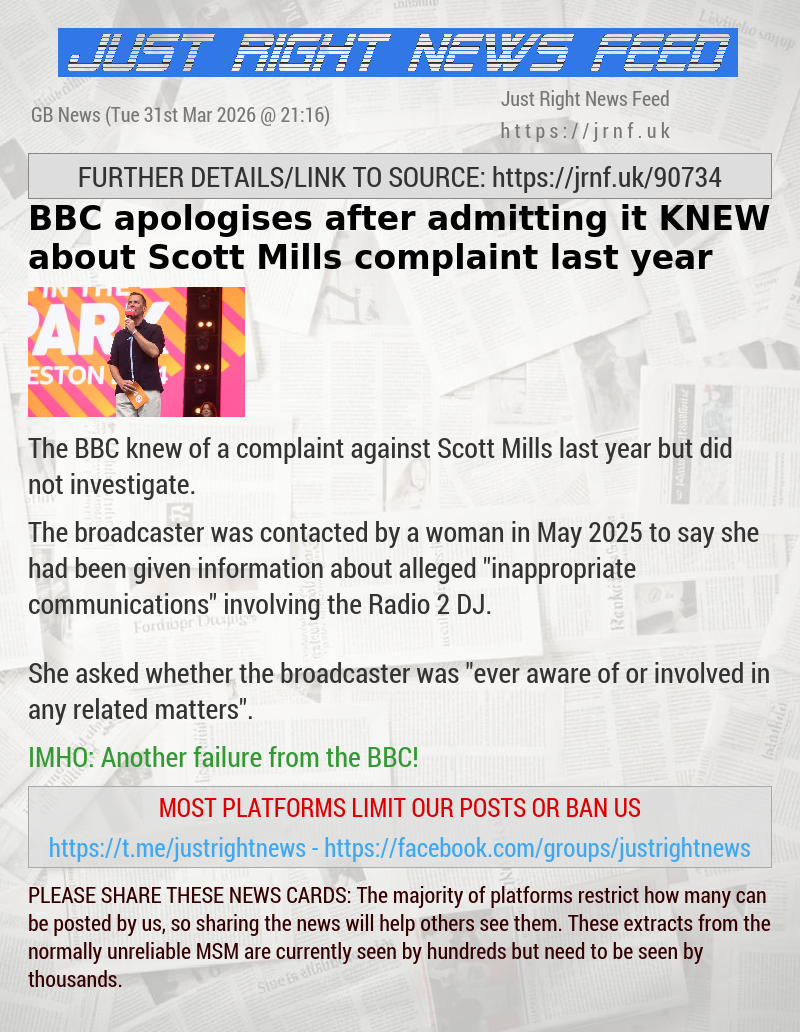 BBC apologises after admitting it KNEW about Scott Mills complaint last year