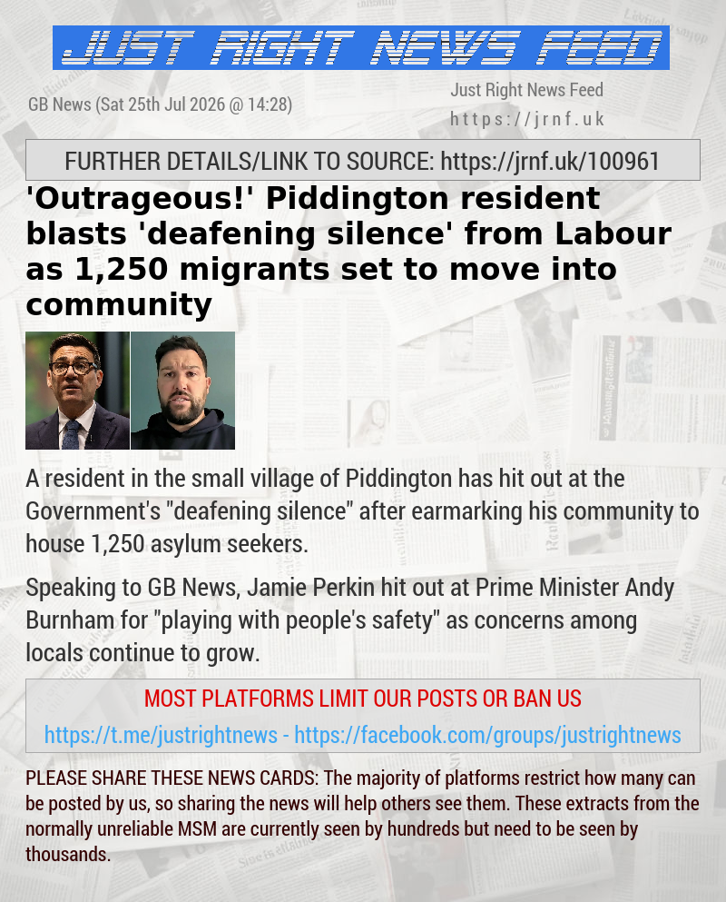 ’Outrageous!’ Piddington resident blasts ’deafening silence’ from Labour as 1,250 migrants set to move into community