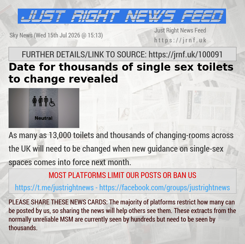 Date for thousands of single—sex toilets to change revealed