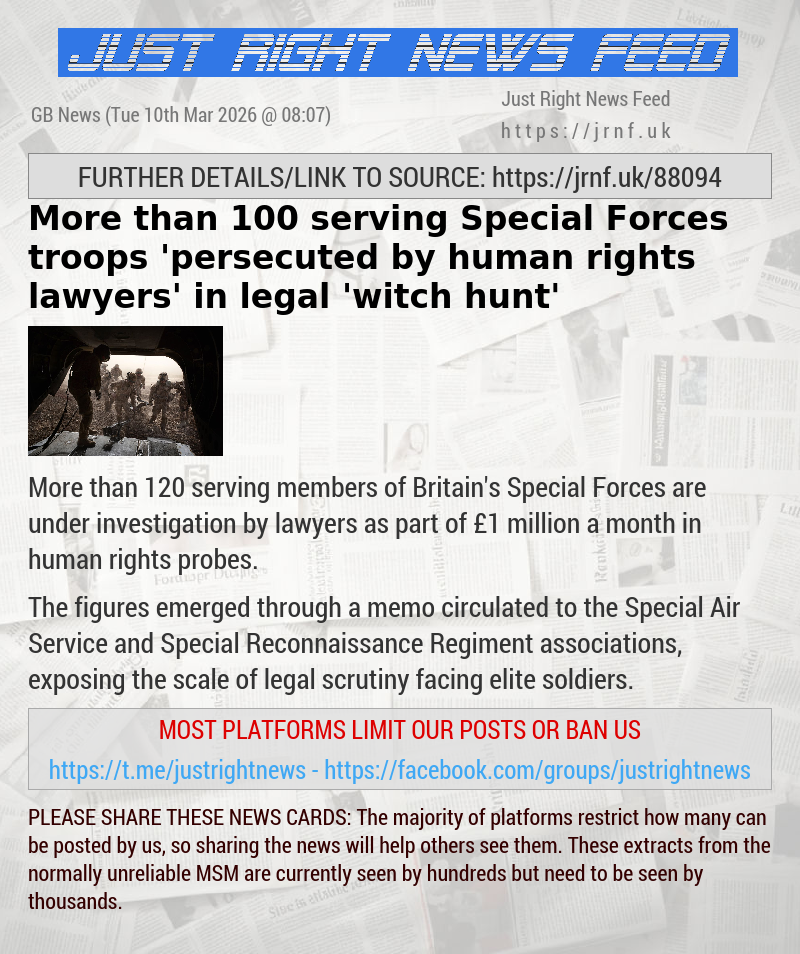 More than 100 serving Special Forces troops ’persecuted by human rights lawyers’ in legal ’witch hunt’