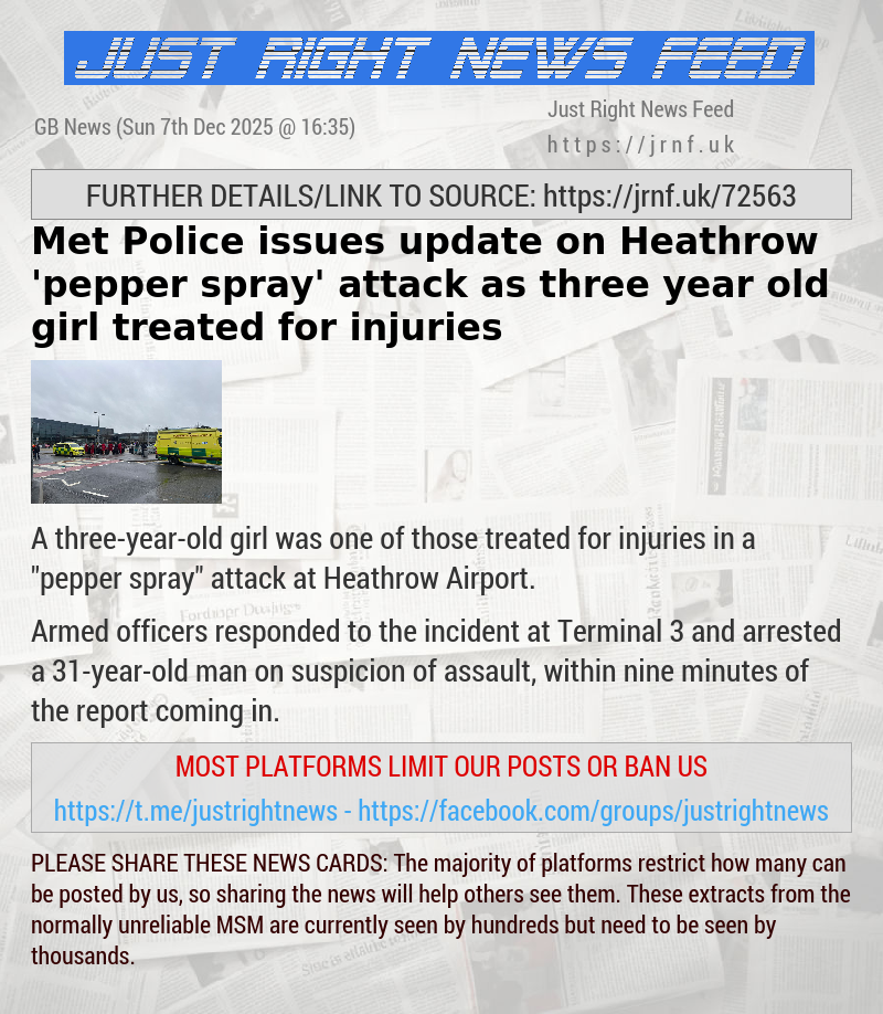Met Police issues update on Heathrow ’pepper spray’ attack as three—year—old girl treated for injuries