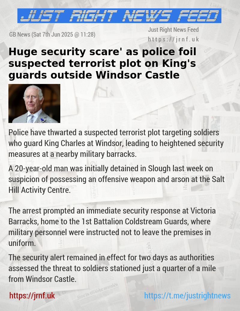 ‘Huge security scare’ as police foil suspected terrorist plot on King’s guards outside Windsor Castle