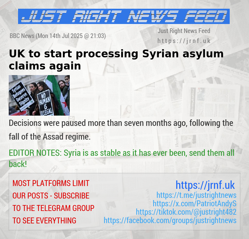 UK to start processing Syrian asylum claims again