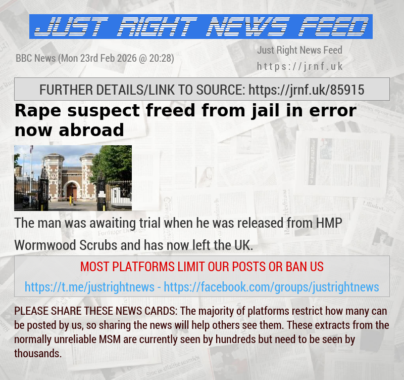 Rape suspect freed from jail in error now abroad