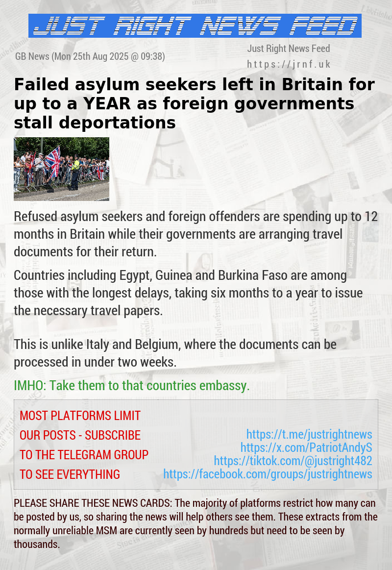 Failed asylum seekers left in Britain for up to a YEAR as foreign governments stall deportations