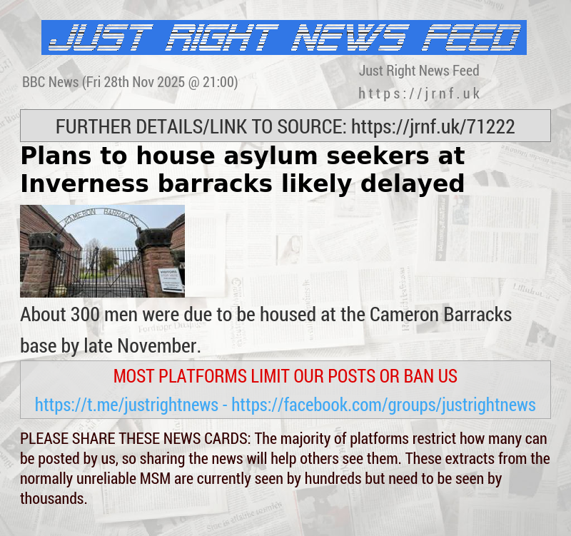 Plans to house asylum seekers at Inverness barracks likely delayed