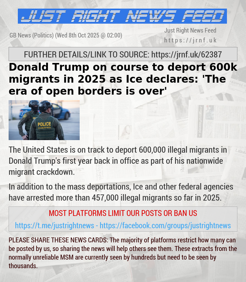 Donald Trump on course to deport 600k migrants in 2025 as Ice declares: ’The era of open borders is over’