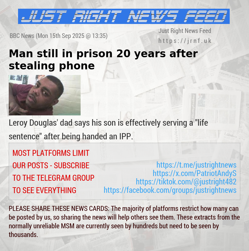 Man still in prison 20 years after stealing phone