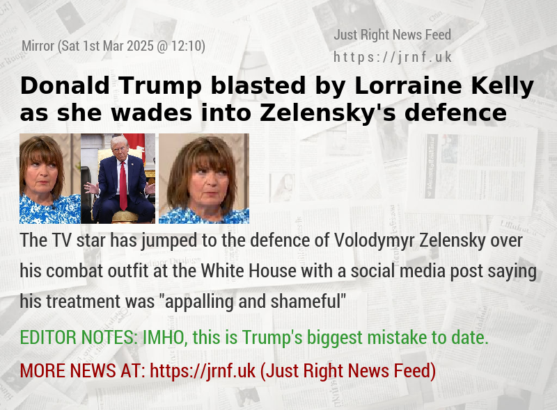 Donald Trump blasted by Lorraine Kelly as she wades into Zelensky’s defence