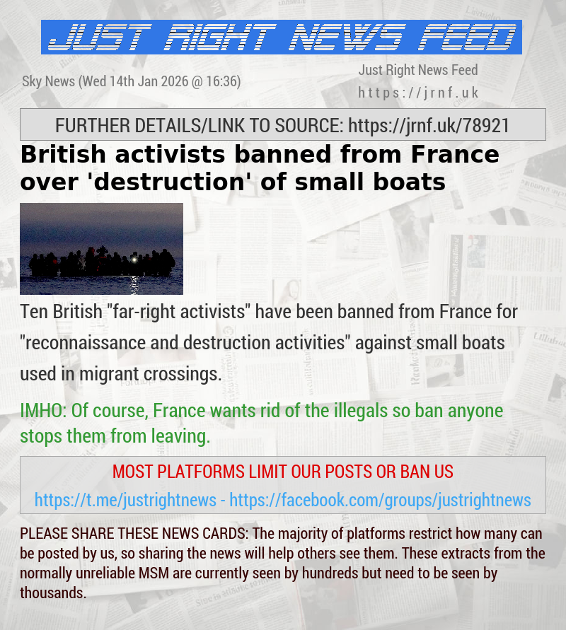 British activists banned from France over ’destruction’ of small boats