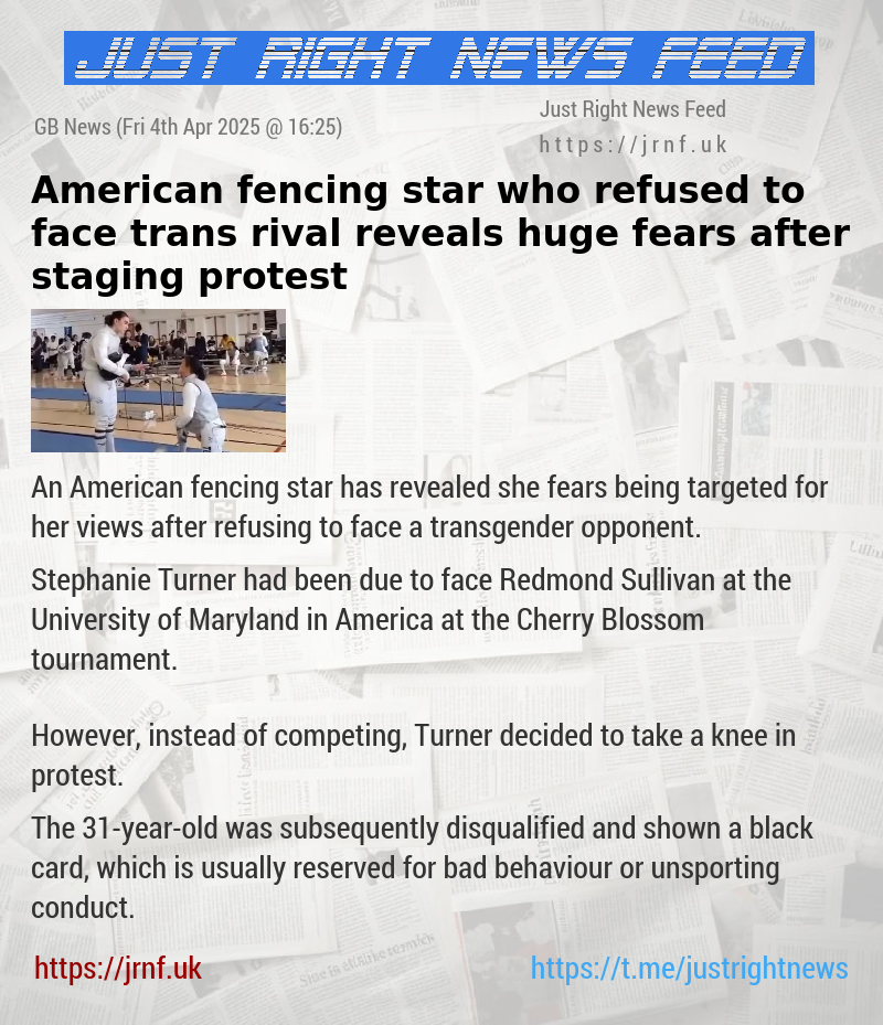 American fencing star who refused to face trans rival reveals huge fears after staging protest