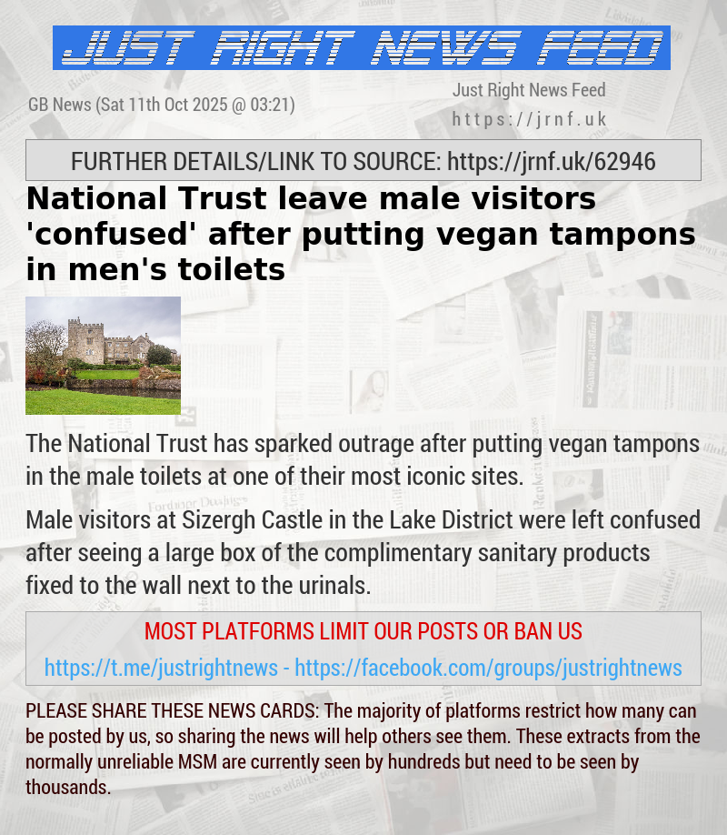 National Trust leave male visitors ’confused’ after putting vegan tampons in men’s toilets
