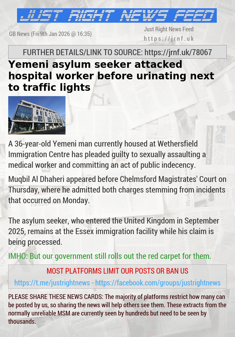 Yemeni asylum seeker attacked hospital worker before urinating next to traffic lights