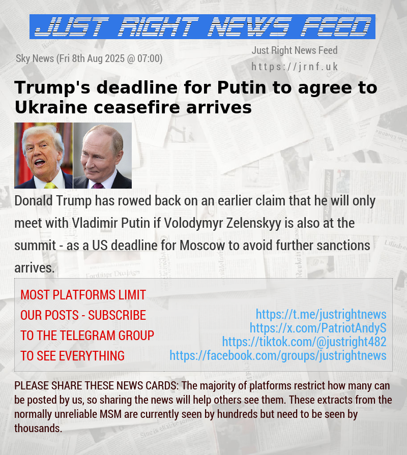 Trump’s deadline for Putin to agree to Ukraine ceasefire arrives