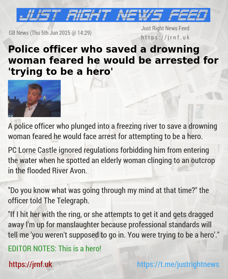 Police officer who saved a drowning woman feared he would be arrested for ’trying to be a hero’