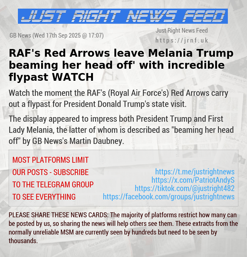 RAF’s Red Arrows leave Melania Trump ‘beaming her head off’ with incredible flypast — WATCH