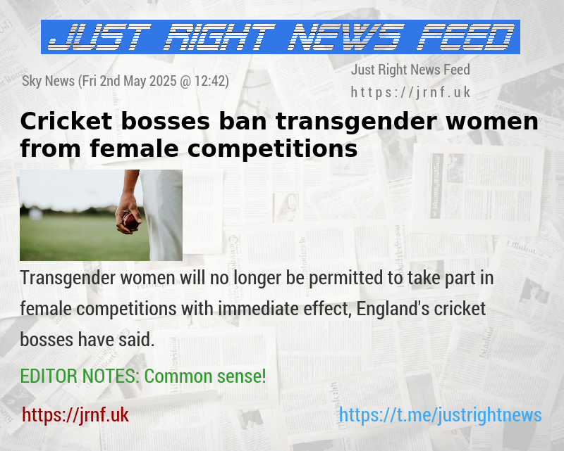 Cricket bosses ban transgender women from female competitions
