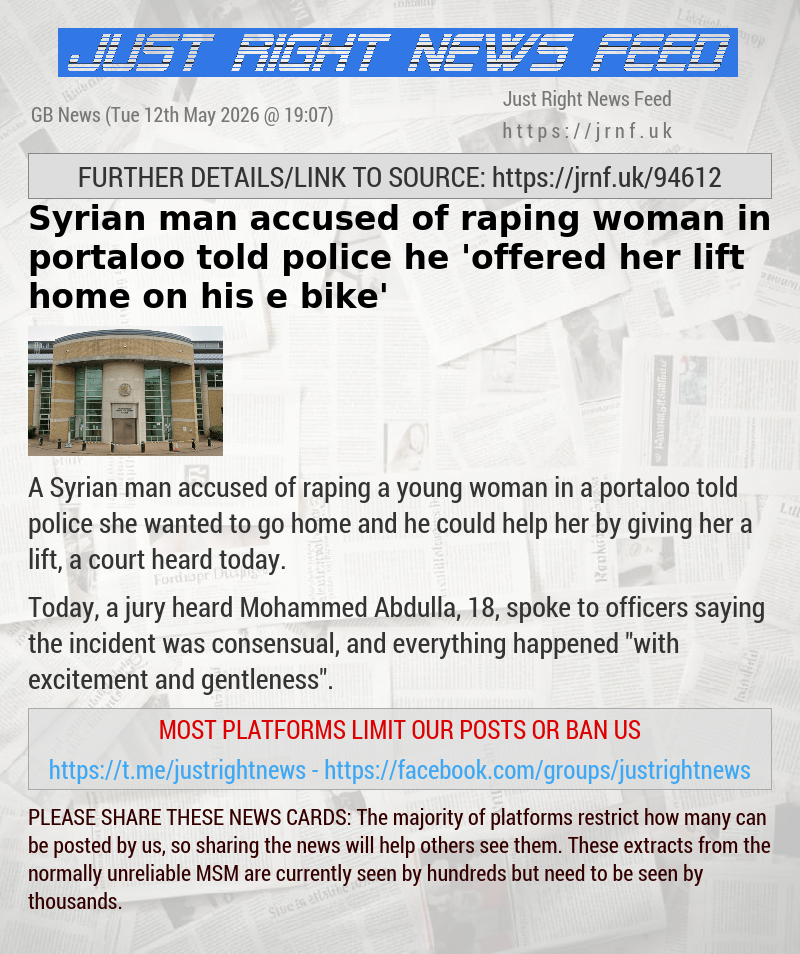 Syrian man accused of raping woman in portaloo told police he ’offered her lift home on his e—bike’