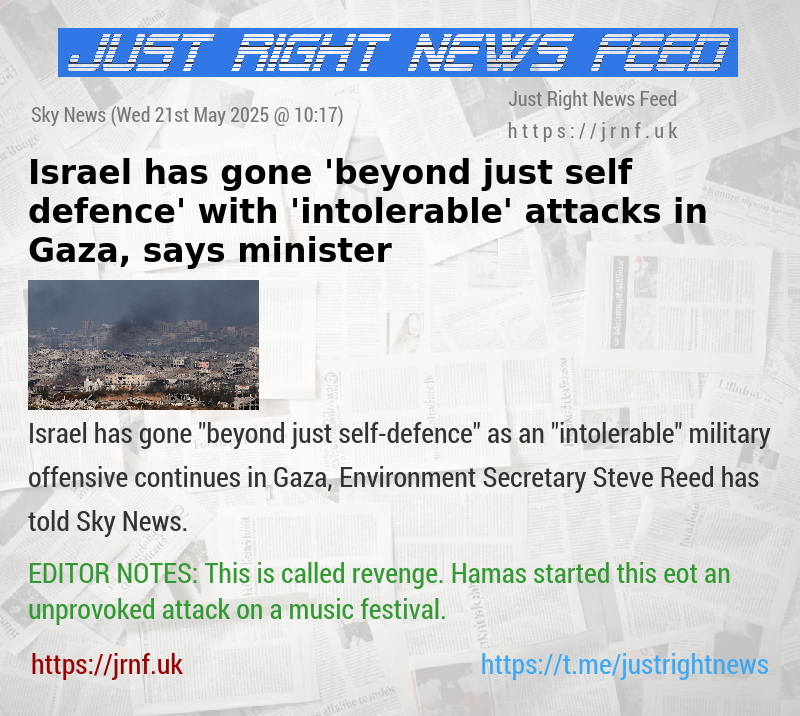 Israel has gone ’beyond just self—defence’ with ’intolerable’ attacks in Gaza, says minister