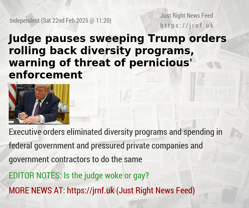 Judge pauses sweeping Trump orders rolling back diversity programs, warning of threat of ‘pernicious’ enforcement