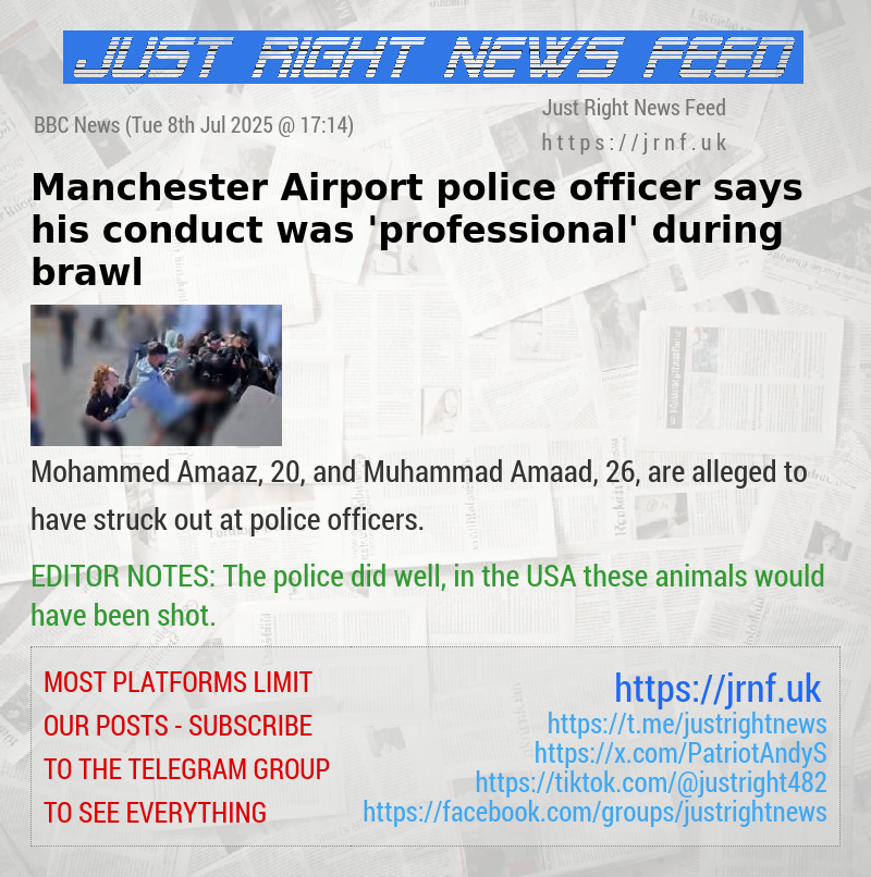 Manchester Airport police officer says his conduct was ’professional’ during brawl