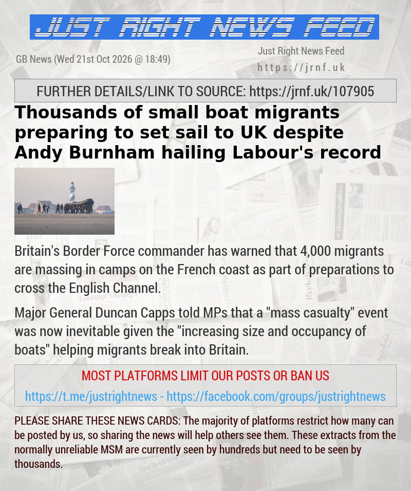 Thousands of small boat migrants preparing to set sail to UK despite Andy Burnham hailing Labour’s record