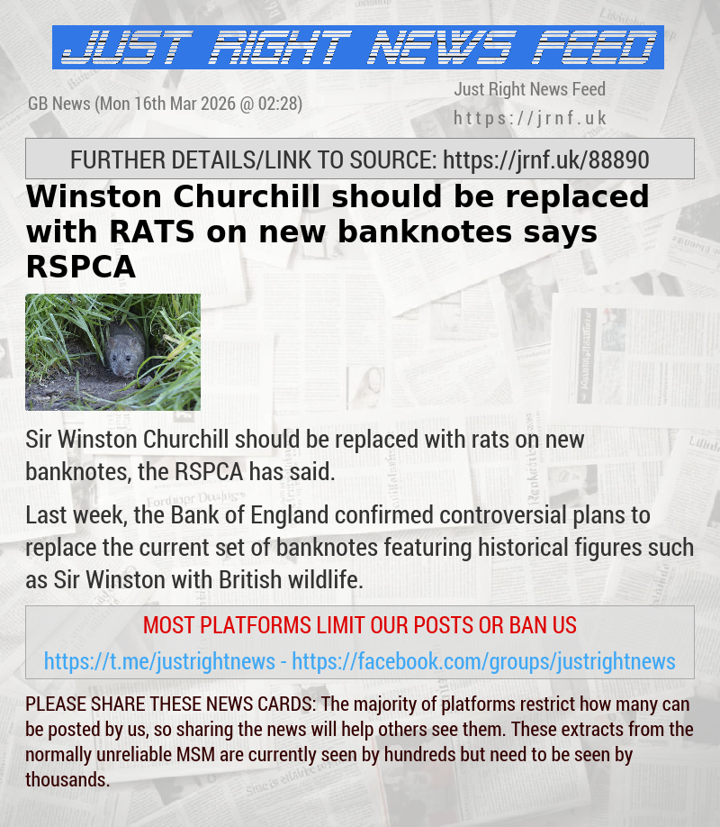 Winston Churchill should be replaced with RATS on new banknotes says RSPCA