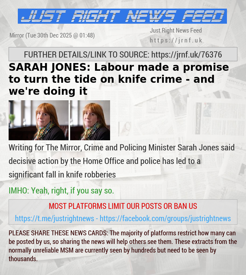 SARAH JONES: Labour made a promise to turn the tide on knife crime — and we’re doing it