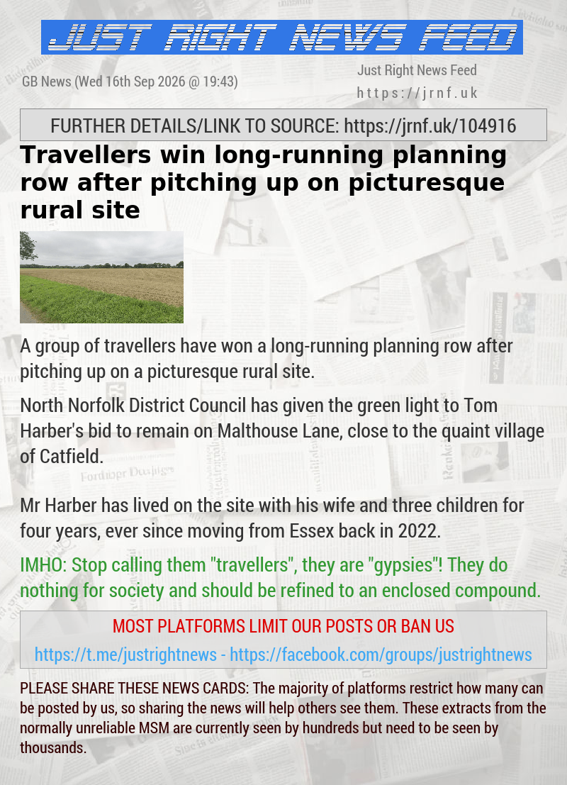 Travellers win long—running planning row after pitching up on picturesque rural site