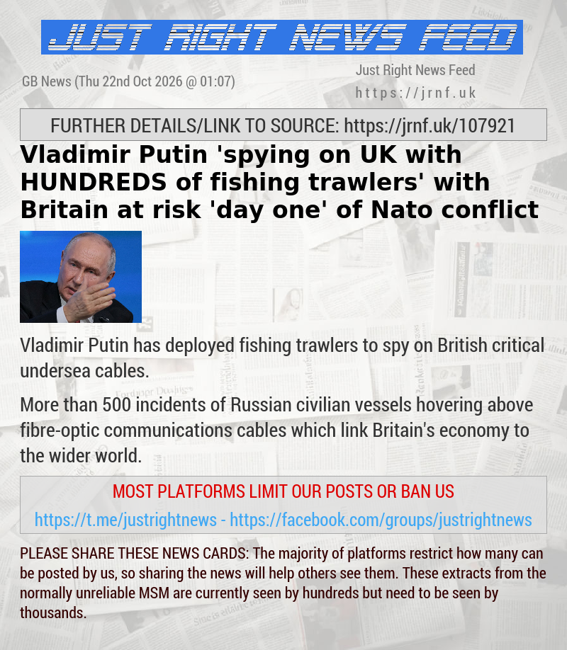 Vladimir Putin ’spying on UK with HUNDREDS of fishing trawlers’ with Britain at risk ’day one’ of Nato conflict
