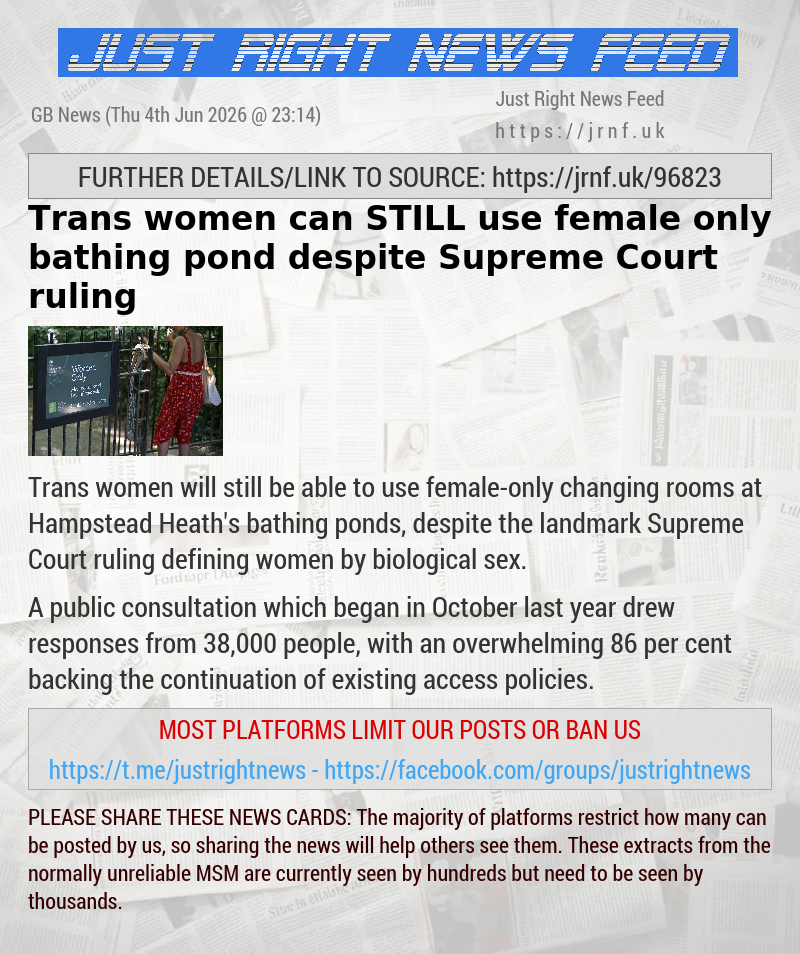 Trans women can STILL use female—only bathing pond despite Supreme Court ruling
