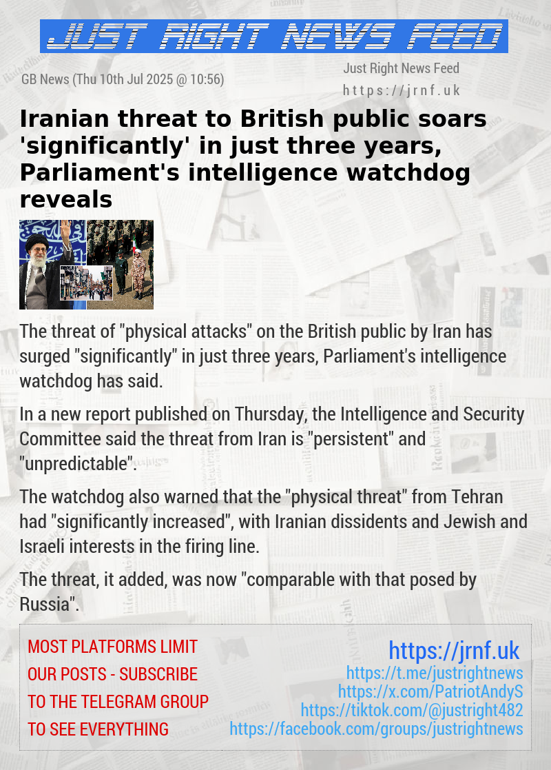 Iranian threat to British public soars ’significantly’ in just three years, Parliament’s intelligence watchdog reveals