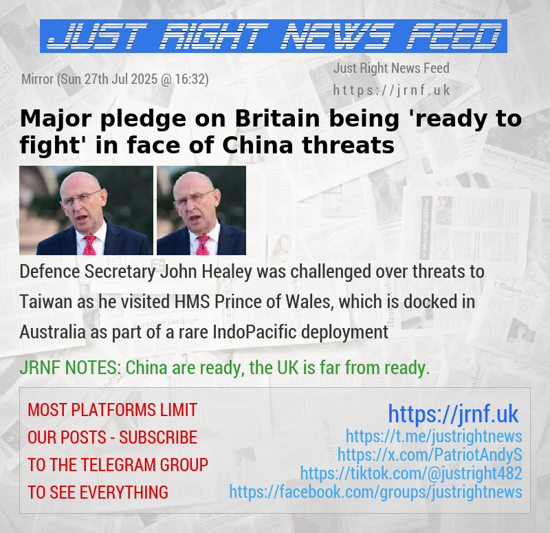 Major pledge on Britain being ’ready to fight’ in face of China threats