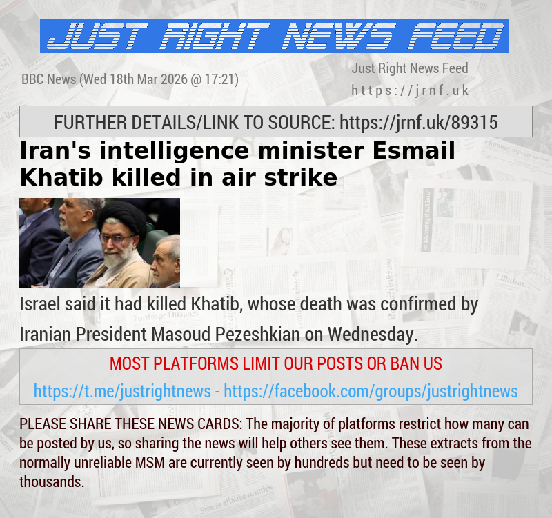 Iran’s intelligence minister Esmail Khatib killed in air strike