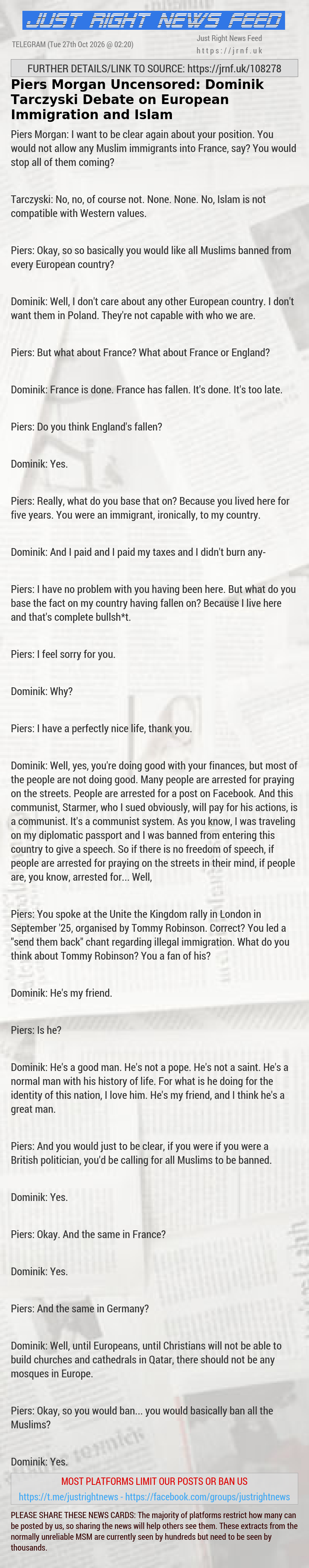Piers Morgan Uncensored: Dominik Tarczyński Debate on European Immigration and Islam