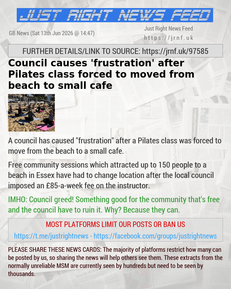Council causes ’frustration’ after Pilates class forced to moved from beach to small cafe