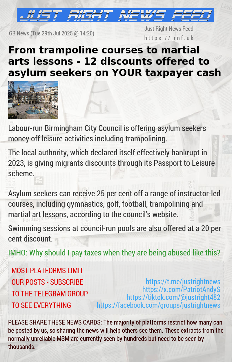 From trampoline courses to martial arts lessons — 12 discounts offered to asylum seekers on YOUR taxpayer cash